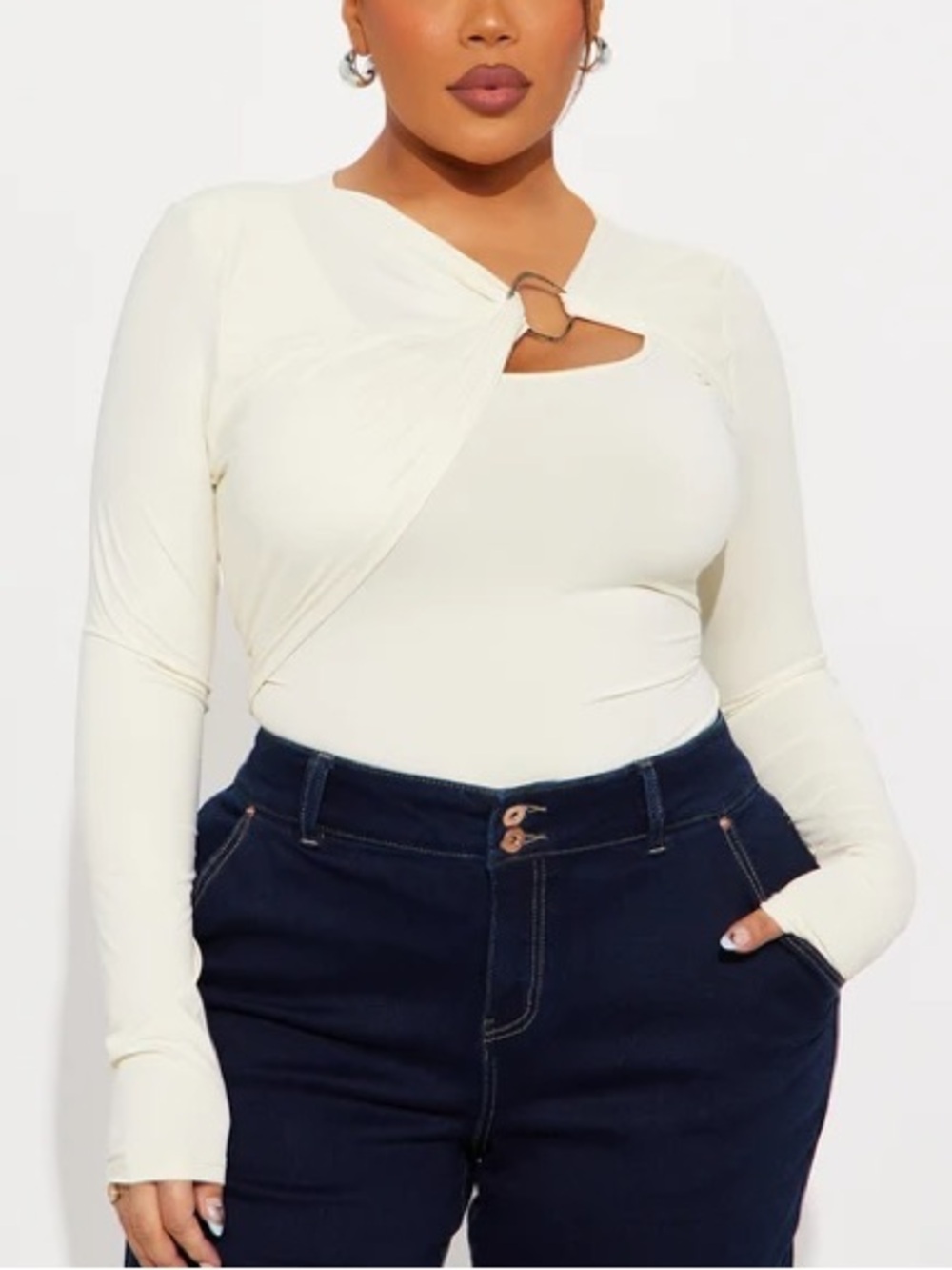 Cream Long Sleeve Top- NEW